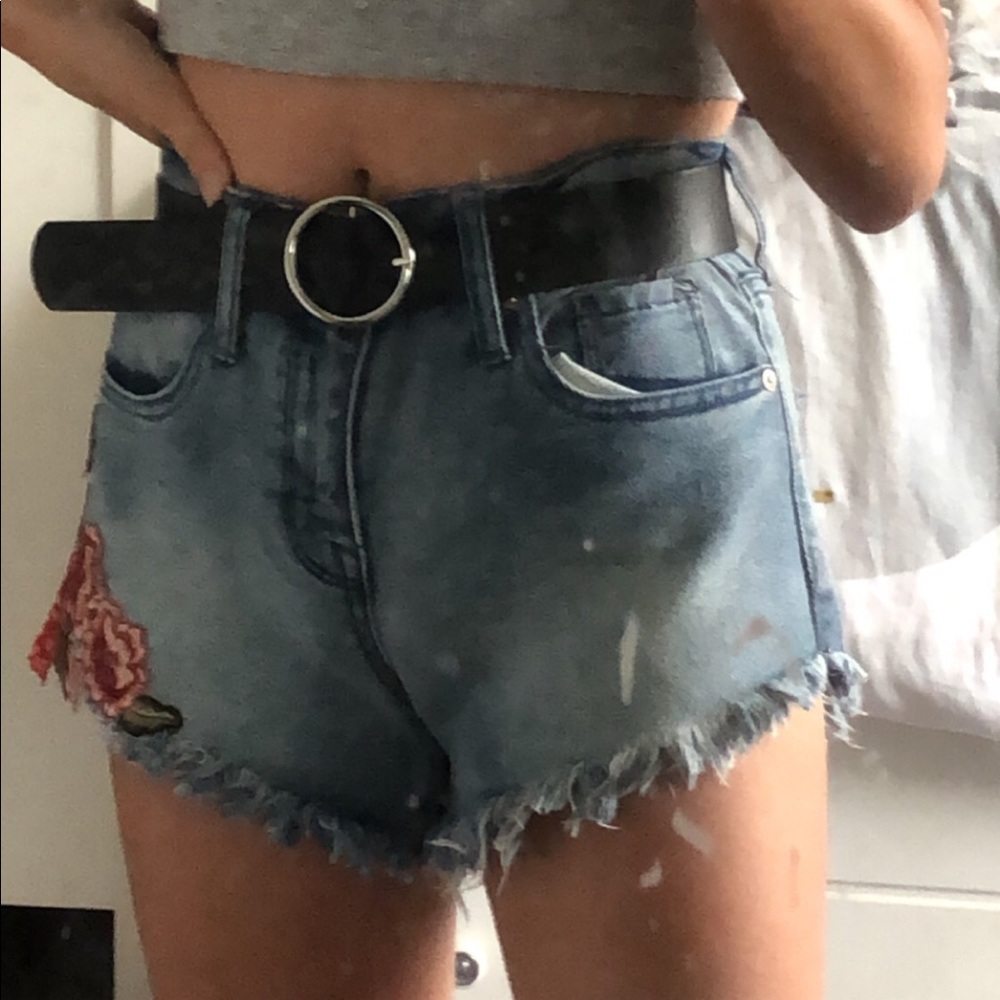 Rose Patch Jean Shorts
